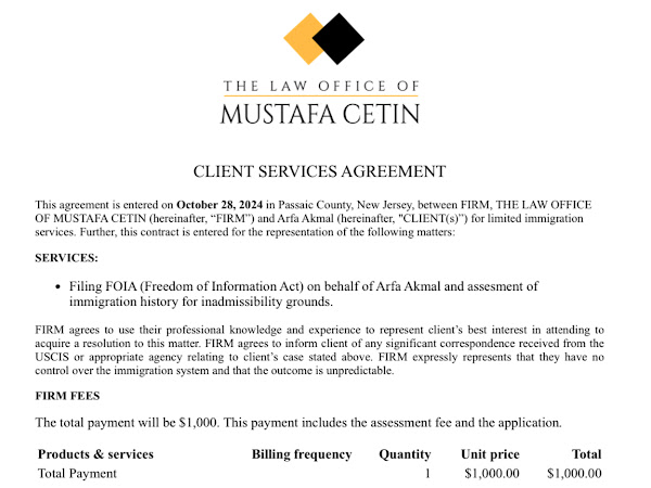 statement of afridi for mc law company